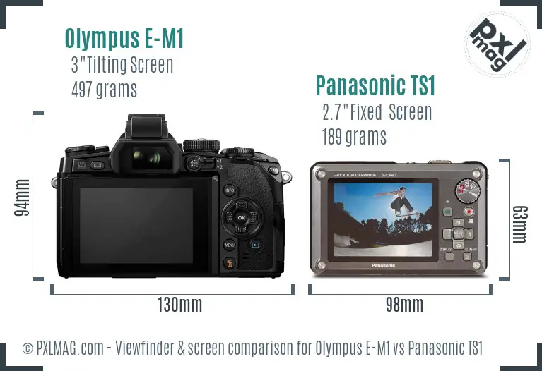Olympus E-M1 vs Panasonic TS1 Screen and Viewfinder comparison