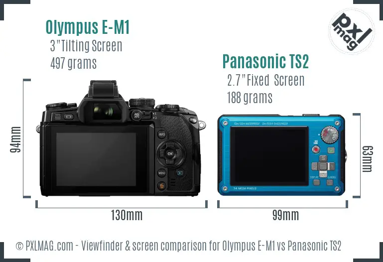 Olympus E-M1 vs Panasonic TS2 Screen and Viewfinder comparison