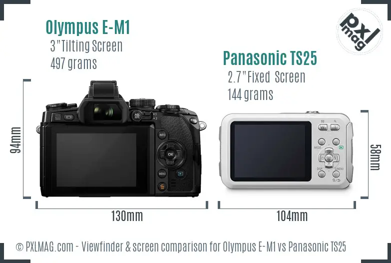 Olympus E-M1 vs Panasonic TS25 Screen and Viewfinder comparison Olympus E-M1 vs Panasonic TS25 Screen and Viewfinder comparison