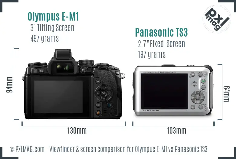 Olympus E-M1 vs Panasonic TS3 Screen and Viewfinder comparison