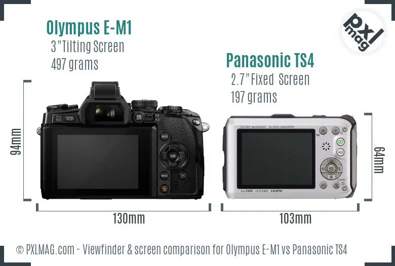 Olympus E-M1 vs Panasonic TS4 Screen and Viewfinder comparison