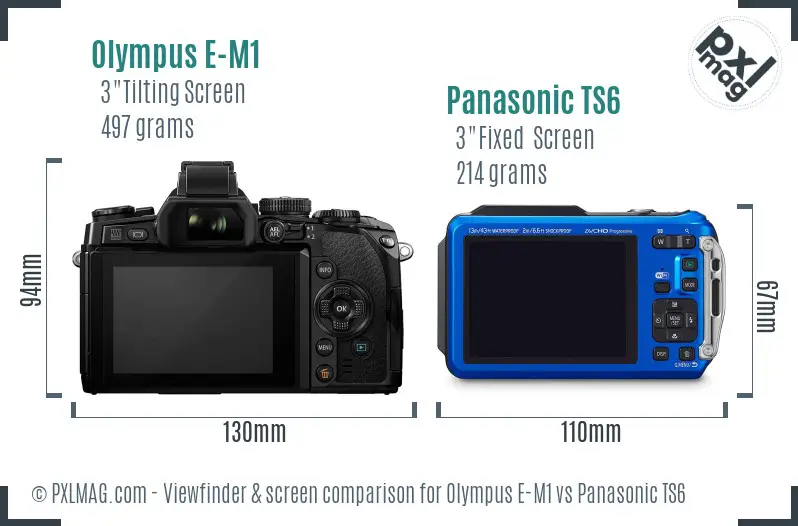 Olympus E-M1 vs Panasonic TS6 Screen and Viewfinder comparison