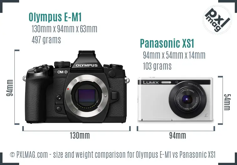 Olympus E-M1 vs Panasonic XS1 size comparison