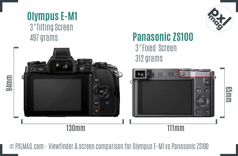 Olympus E-M1 vs Panasonic ZS100 Screen and Viewfinder comparison