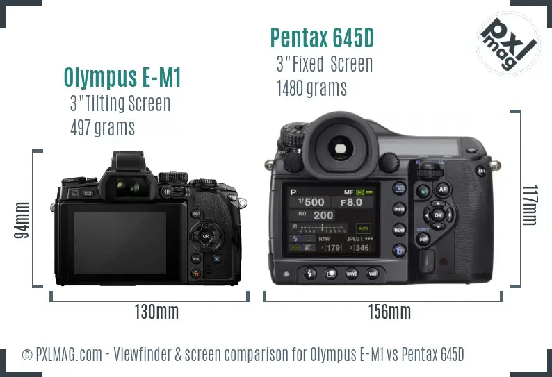 Olympus E-M1 vs Pentax 645D Screen and Viewfinder comparison
