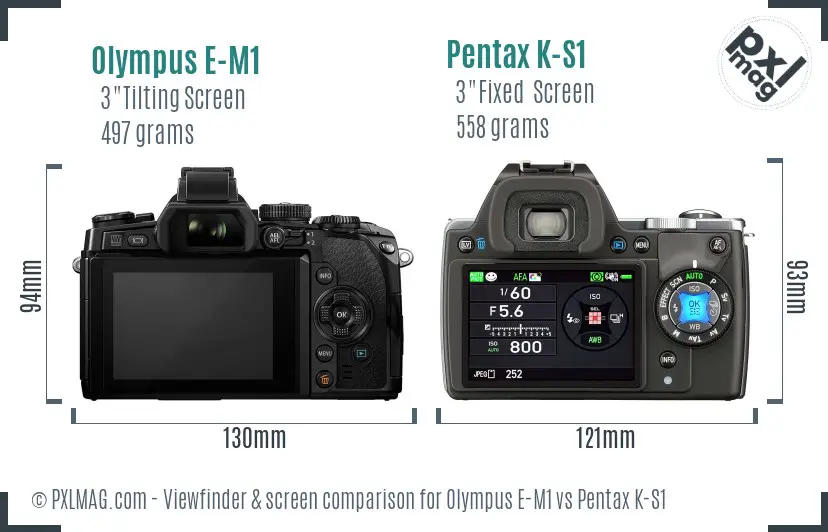 Olympus E-M1 vs Pentax K-S1 Screen and Viewfinder comparison