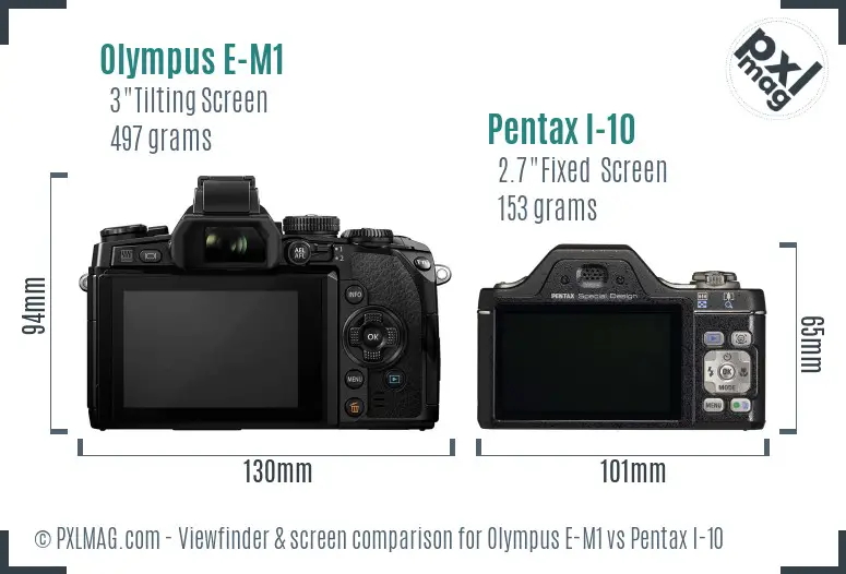 Olympus E-M1 vs Pentax I-10 Screen and Viewfinder comparison