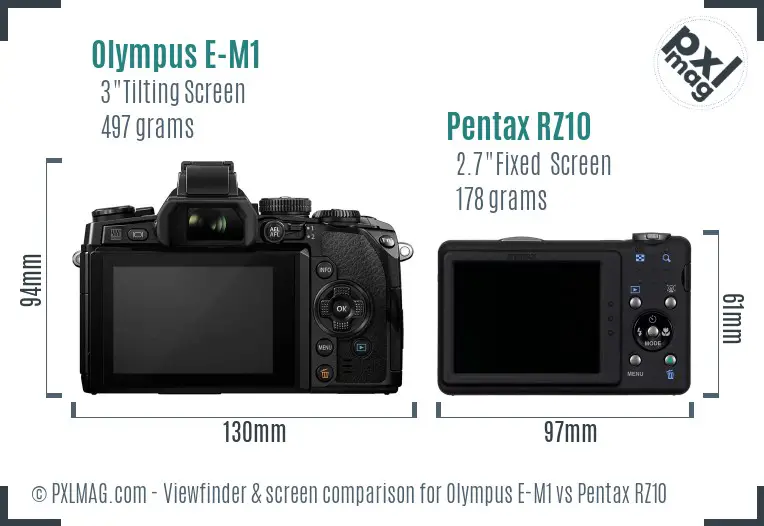 Olympus E-M1 vs Pentax RZ10 Screen and Viewfinder comparison