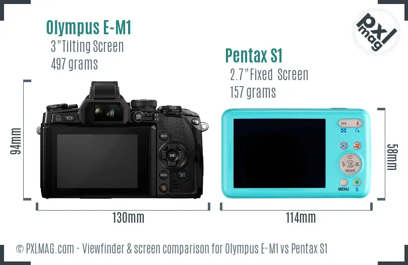 Olympus E-M1 vs Pentax S1 Screen and Viewfinder comparison