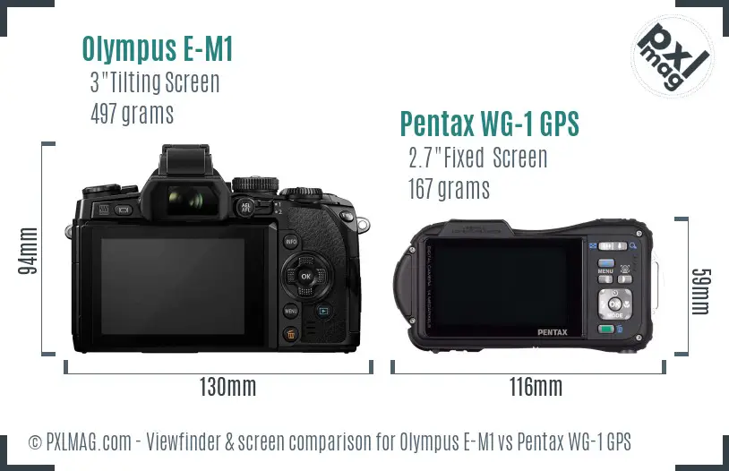 Olympus E-M1 vs Pentax WG-1 GPS Screen and Viewfinder comparison