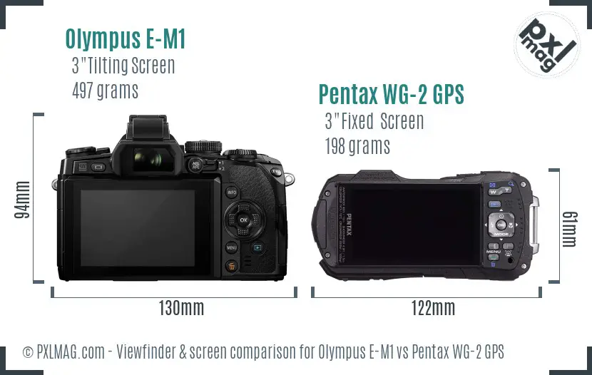 Olympus E-M1 vs Pentax WG-2 GPS Screen and Viewfinder comparison