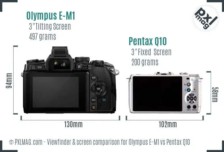 Olympus E-M1 vs Pentax Q10 Screen and Viewfinder comparison