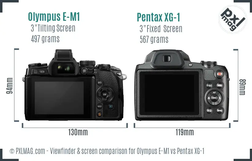 Olympus E-M1 vs Pentax XG-1 Screen and Viewfinder comparison