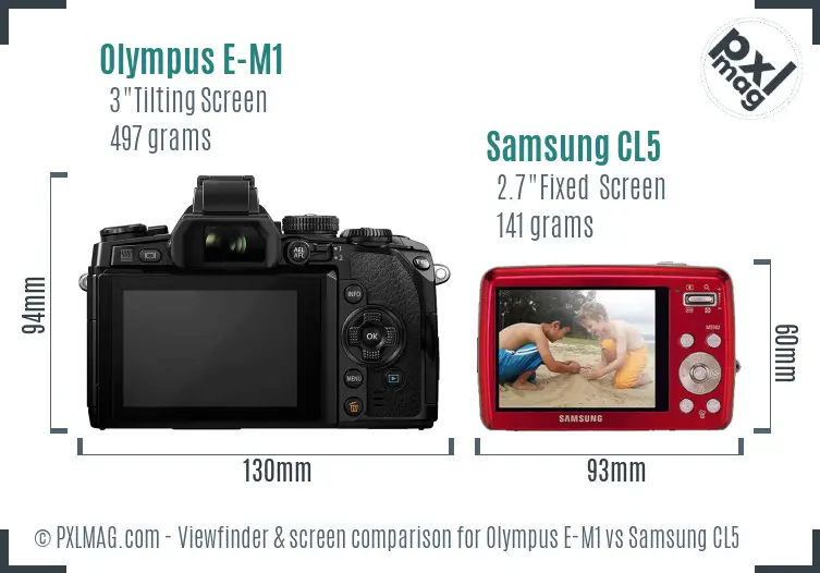 Olympus E-M1 vs Samsung CL5 Screen and Viewfinder comparison Olympus E-M1 vs Samsung CL5 Screen and Viewfinder comparison