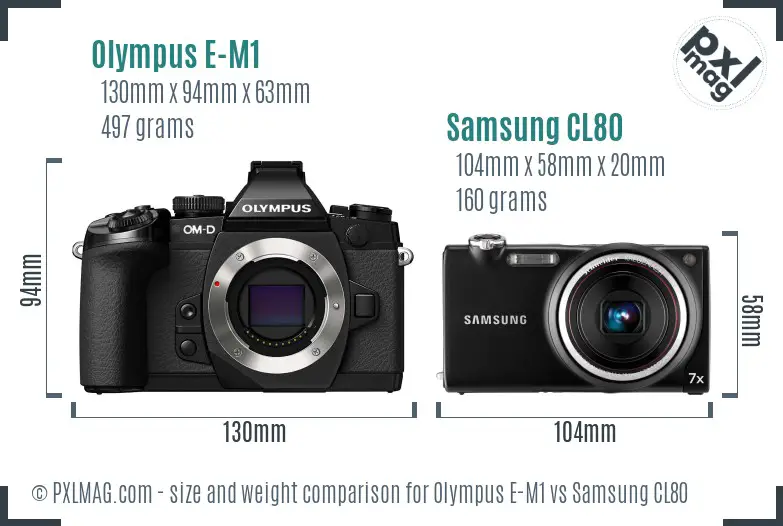 Olympus E-M1 vs Samsung CL80 size comparison Olympus E-M1 vs Samsung CL80 size comparison