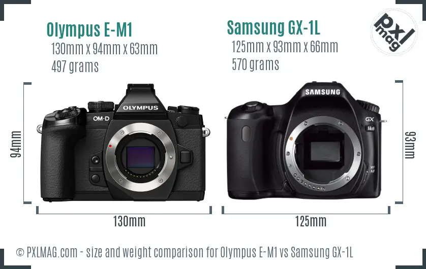 Olympus E-M1 vs Samsung GX-1L size comparison