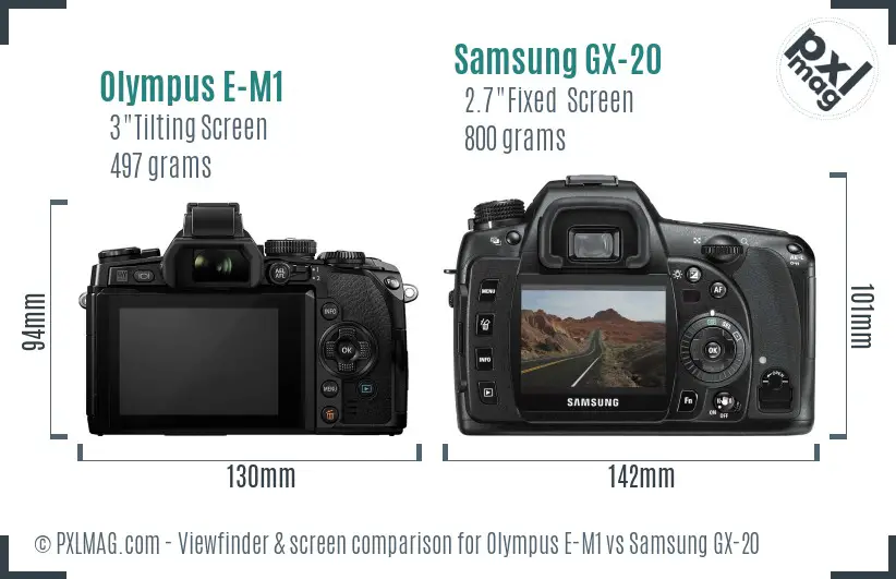 Olympus E-M1 vs Samsung GX-20 Screen and Viewfinder comparison