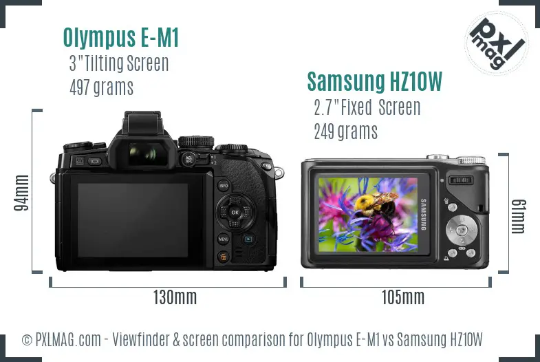 Olympus E-M1 vs Samsung HZ10W Screen and Viewfinder comparison Olympus E-M1 vs Samsung HZ10W Screen and Viewfinder comparison