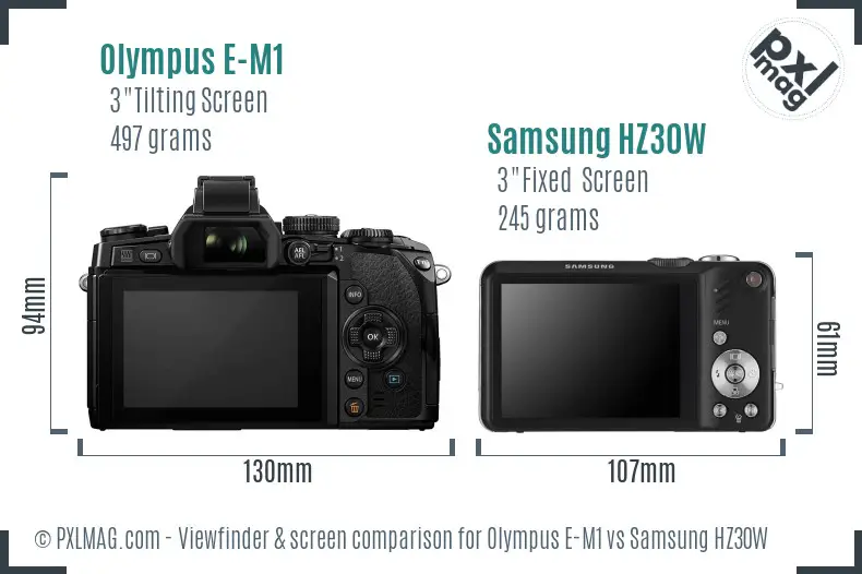 Olympus E-M1 vs Samsung HZ30W Screen and Viewfinder comparison Olympus E-M1 vs Samsung HZ30W Screen and Viewfinder comparison