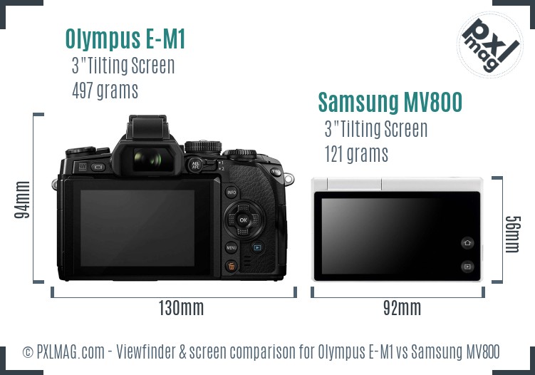 Olympus E-M1 vs Samsung MV800 Screen and Viewfinder comparison