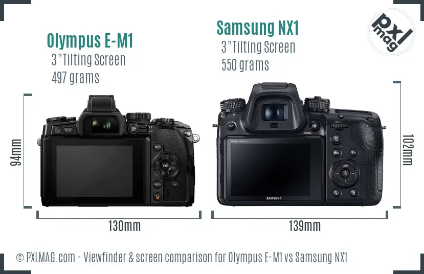 Olympus E-M1 vs Samsung NX1 Screen and Viewfinder comparison