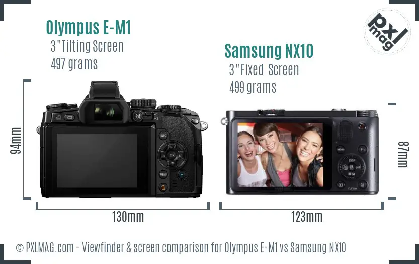 Olympus E-M1 vs Samsung NX10 Screen and Viewfinder comparison