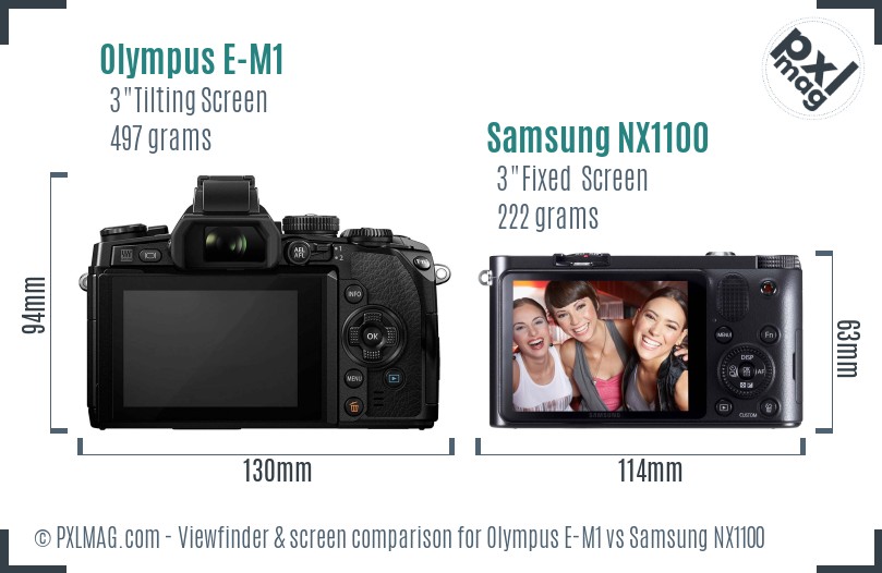 Olympus E-M1 vs Samsung NX1100 Screen and Viewfinder comparison