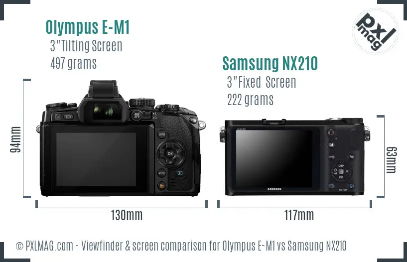 Olympus E-M1 vs Samsung NX210 Screen and Viewfinder comparison Olympus E-M1 vs Samsung NX210 Screen and Viewfinder comparison