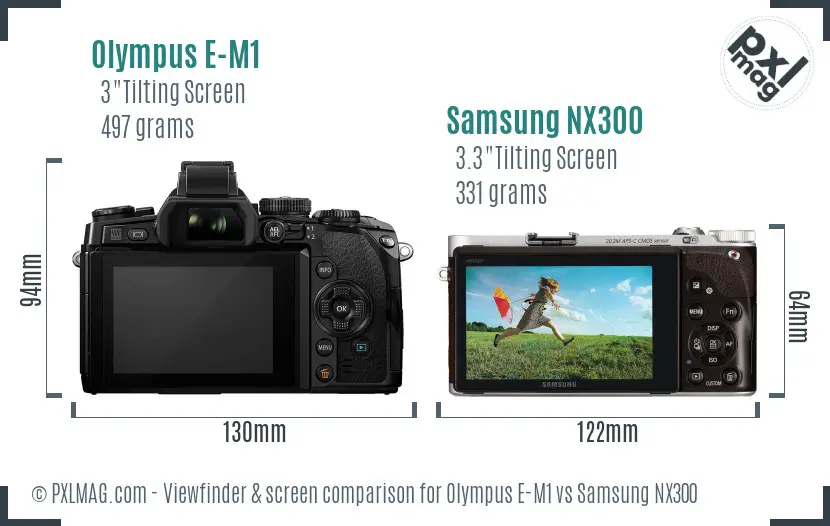 Olympus E-M1 vs Samsung NX300 Screen and Viewfinder comparison