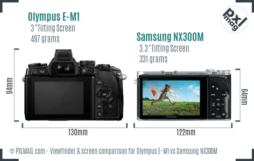 Olympus E-M1 vs Samsung NX300M Screen and Viewfinder comparison Olympus E-M1 vs Samsung NX300M Screen and Viewfinder comparison