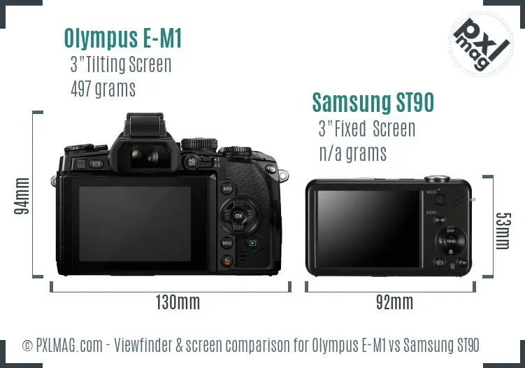 Olympus E-M1 vs Samsung ST90 Screen and Viewfinder comparison