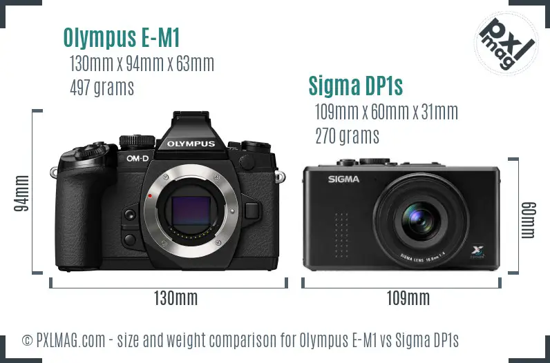 Olympus E-M1 vs Sigma DP1s size comparison Olympus E-M1 vs Sigma DP1s size comparison