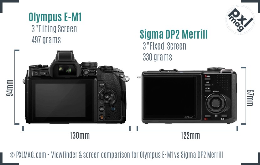 Olympus E-M1 vs Sigma DP2 Merrill Screen and Viewfinder comparison