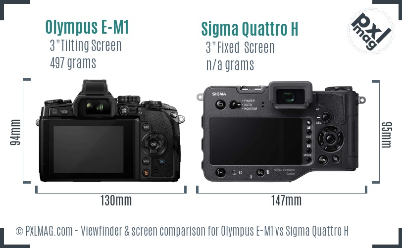 Olympus E-M1 vs Sigma Quattro H Screen and Viewfinder comparison