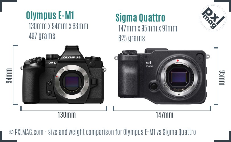 Olympus E-M1 vs Sigma Quattro size comparison