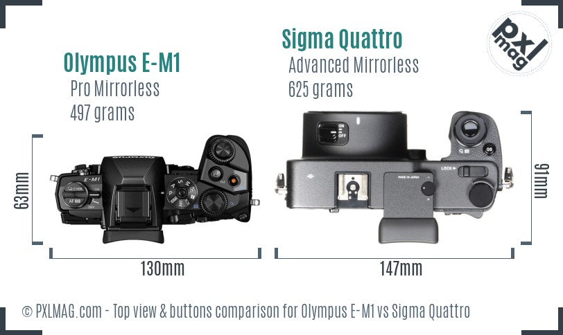 Olympus E-M1 vs Sigma Quattro top view buttons comparison