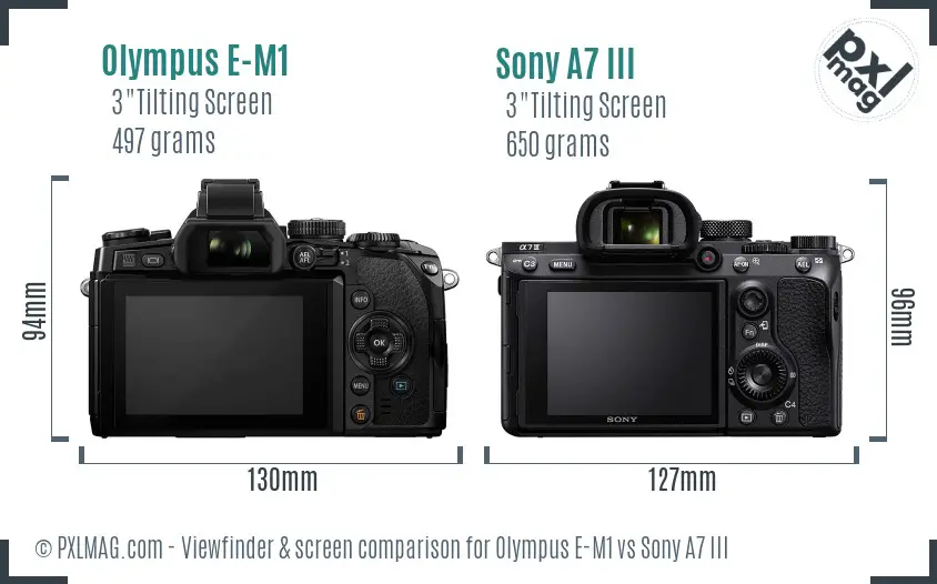Olympus E-M1 vs Sony A7 III Screen and Viewfinder comparison