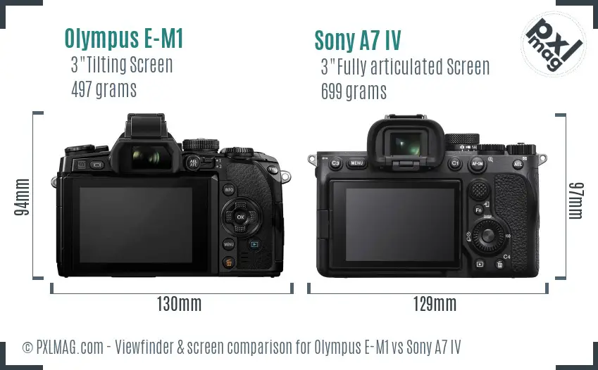 Olympus E-M1 vs Sony A7 IV Screen and Viewfinder comparison