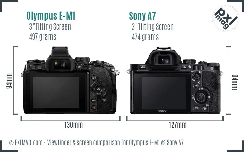 Olympus E-M1 vs Sony A7 Screen and Viewfinder comparison