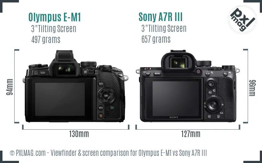 Olympus E-M1 vs Sony A7R III Screen and Viewfinder comparison