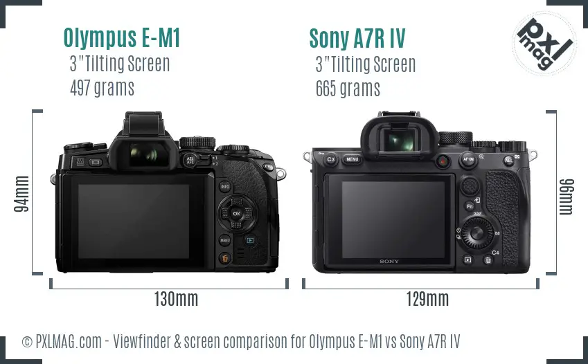 Olympus E-M1 vs Sony A7R IV Screen and Viewfinder comparison
