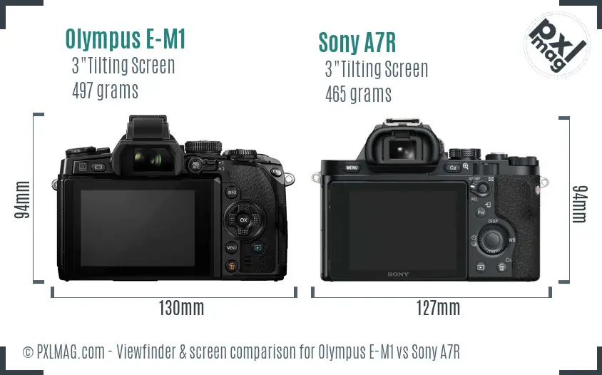 Olympus E-M1 vs Sony A7R Screen and Viewfinder comparison