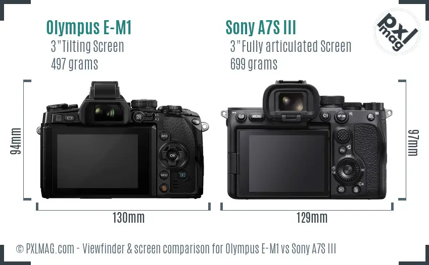 Olympus E-M1 vs Sony A7S III Screen and Viewfinder comparison