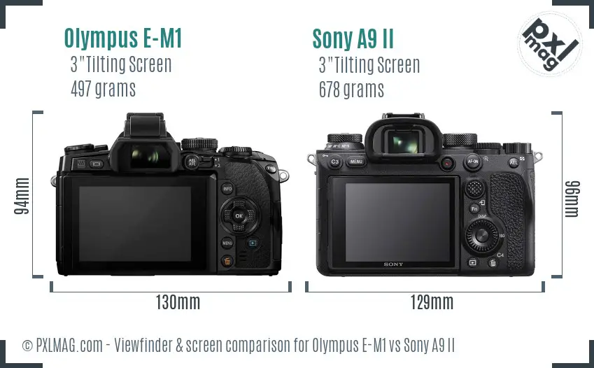 Olympus E-M1 vs Sony A9 II Screen and Viewfinder comparison