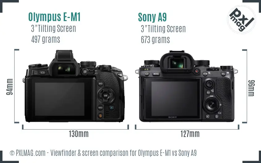 Olympus E-M1 vs Sony A9 Screen and Viewfinder comparison