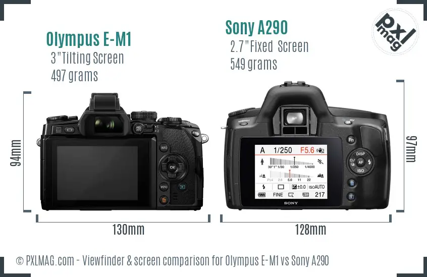 Olympus E-M1 vs Sony A290 Screen and Viewfinder comparison