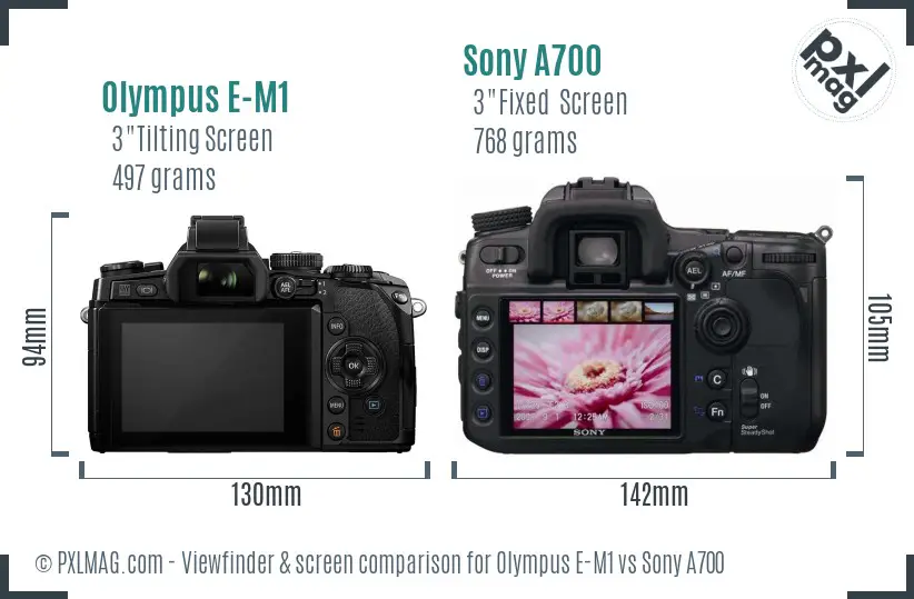 Olympus E-M1 vs Sony A700 Screen and Viewfinder comparison