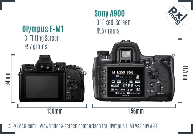 Olympus E-M1 vs Sony A900 Screen and Viewfinder comparison