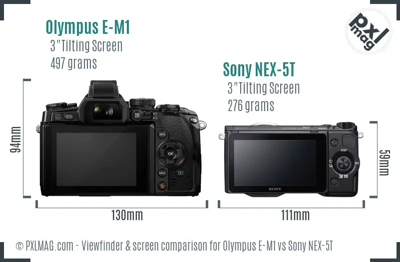 Olympus E-M1 vs Sony NEX-5T Screen and Viewfinder comparison