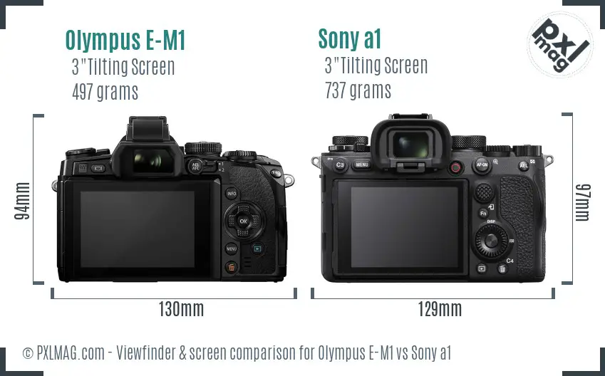 Olympus E-M1 vs Sony a1 Screen and Viewfinder comparison